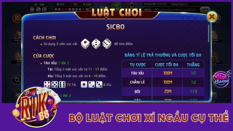 Sicbo Rik88 Và Bộ Quy Luật Chơi Chi Tiết Nhất Hiện Nay 2 Bộ quy luật chơi tài xỉu tại cổng game chi tiết nhất