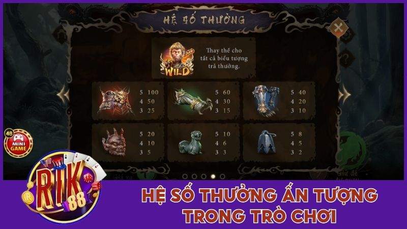 Hắc Thoại Ngộ Không - Chinh Phục Thưởng Lớn Tại Rik88 2 Hệ số thưởng giá trị ấn tượng trong trò chơi